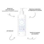 Magnesium Body Wash with Lavender and Chamomile, Beauty Sleep Wash by The Base Collective with text describing benefits 